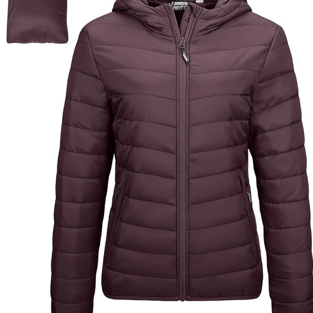 Outdoor Ventures Women's Packable Lightweight Full-Zip Puffer Jacket with Hood